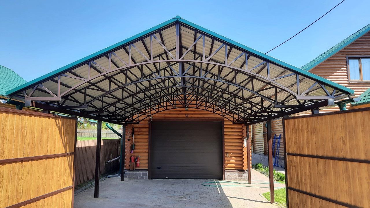 Односкатный навес-беседка для сада