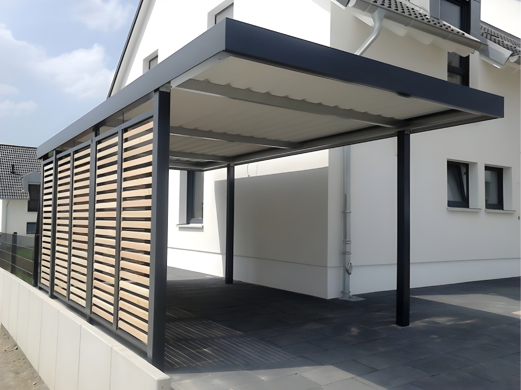 Односкатный навес-беседка для сада