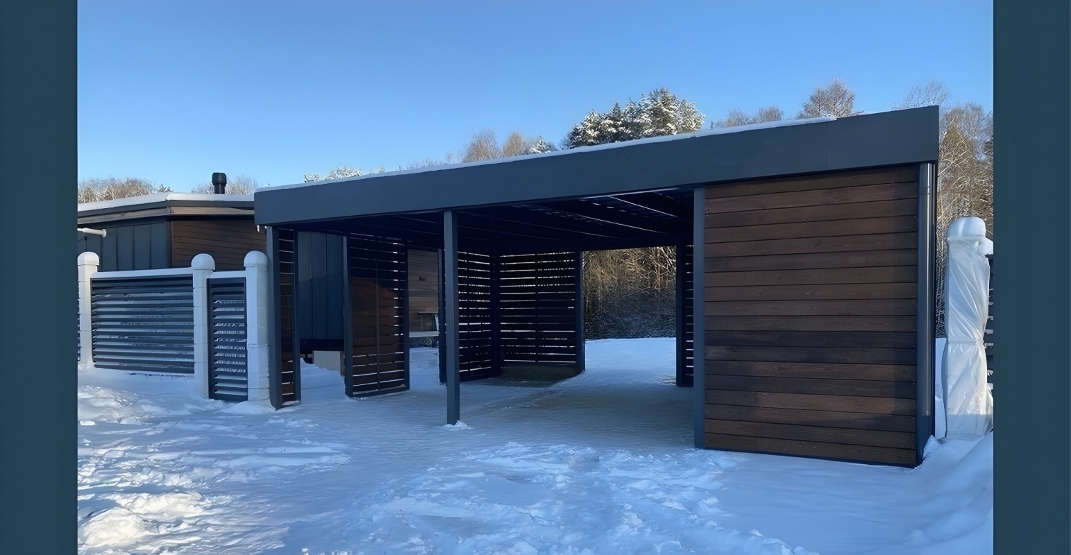 Односкатный навес-беседка для сада